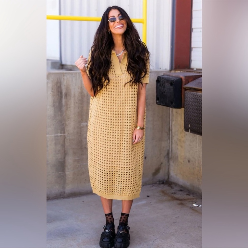 Dressed in Lala Soul Stuff Knit Dress in Tan